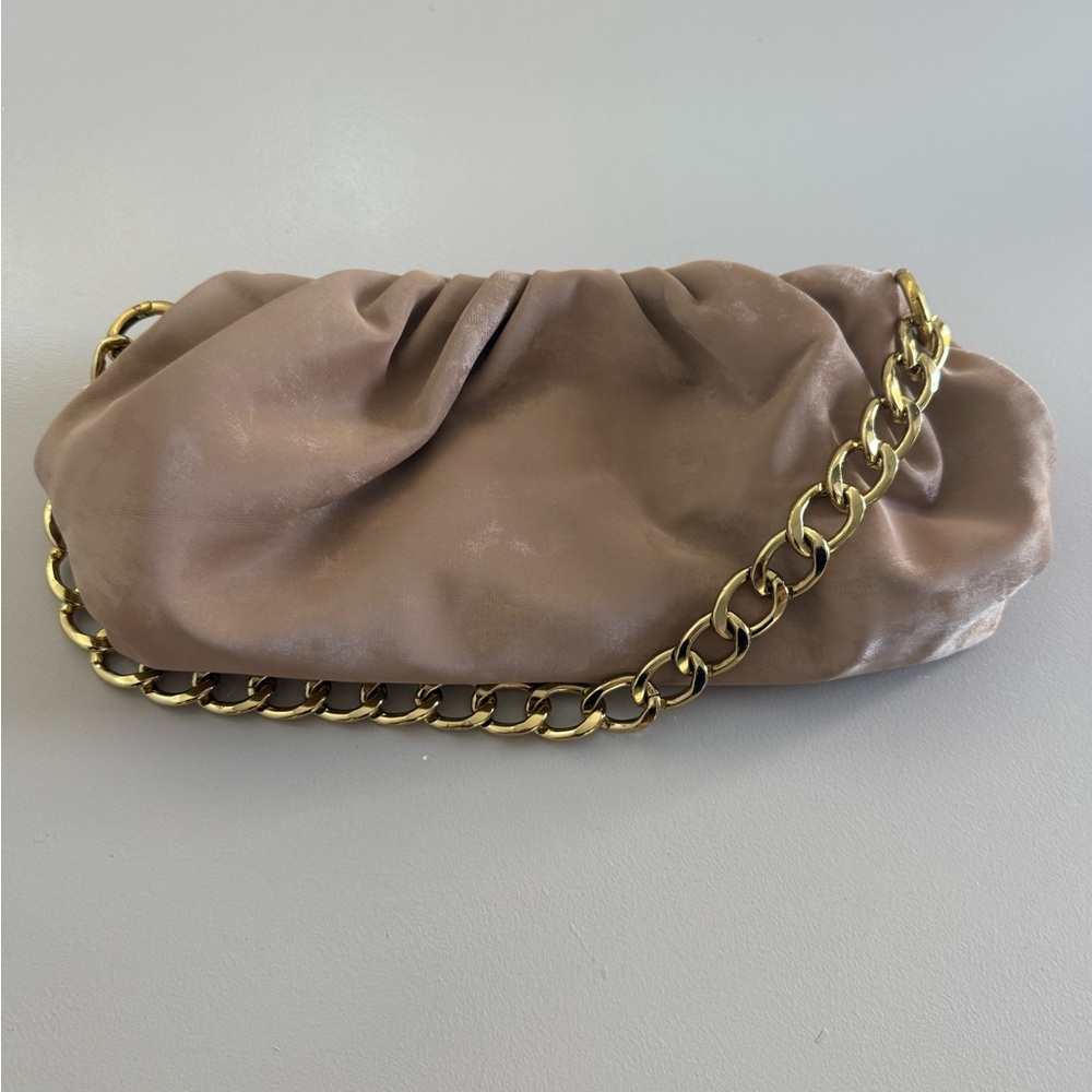 ASOS Taupe Clutch with Gold Chain